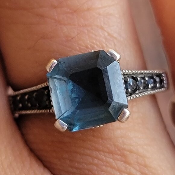 Designer SIRI USA 925 sterling silver asher cut topaz prong set with pave set da - Picture 14 of 16